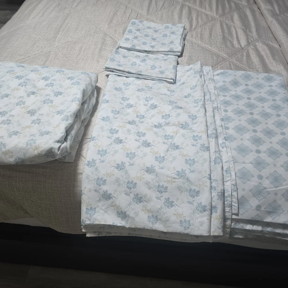 Floral Blue and White Bedding Set